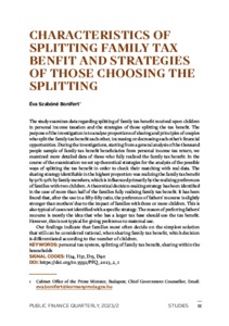 Characteristics Of Splitting Family Tax Benefit And Strategies Of Those ...